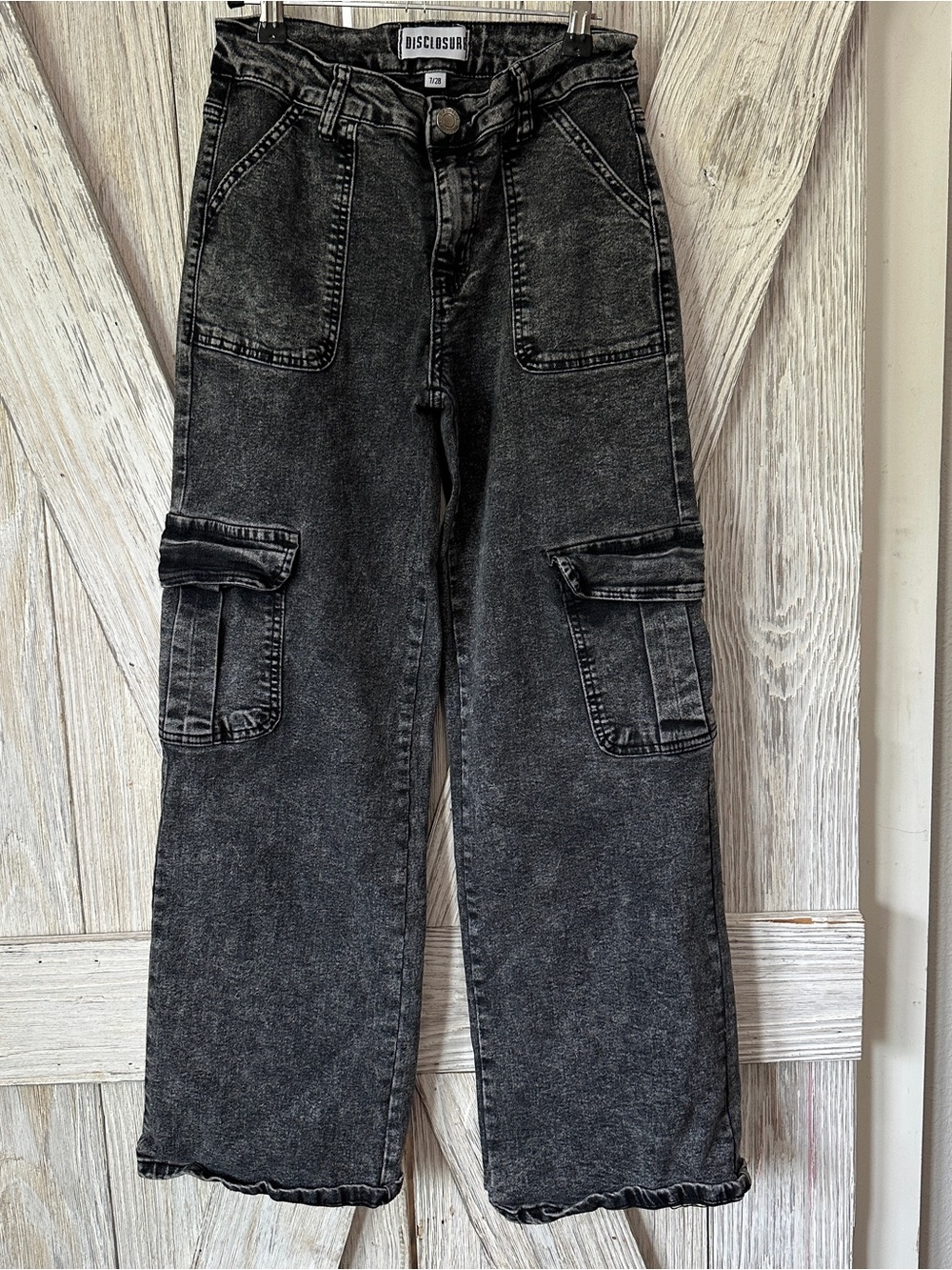 DISCLOSURE High Waisted Wide Leg Stretch Cargo Jean
